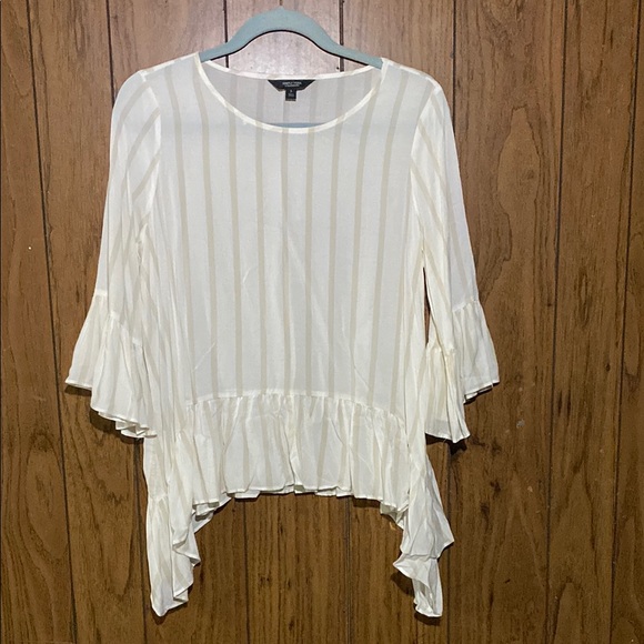 Simply Vera Vera Wang Tops - Simply Vera Vera Wang Cream Asymmetrical Ruffled Blouse